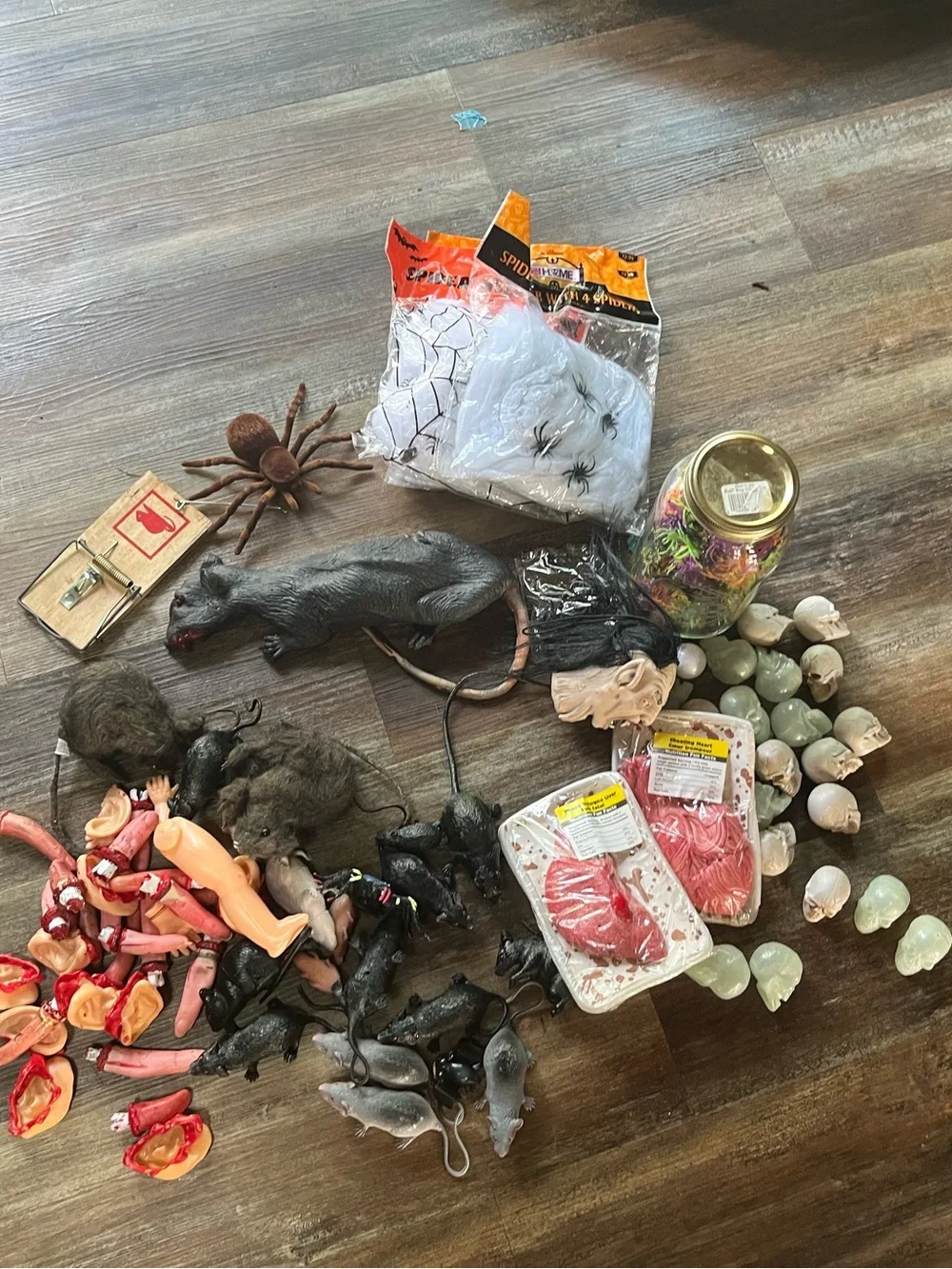 Halloween mixed lot - Spiders, body parts, rats, webs etc